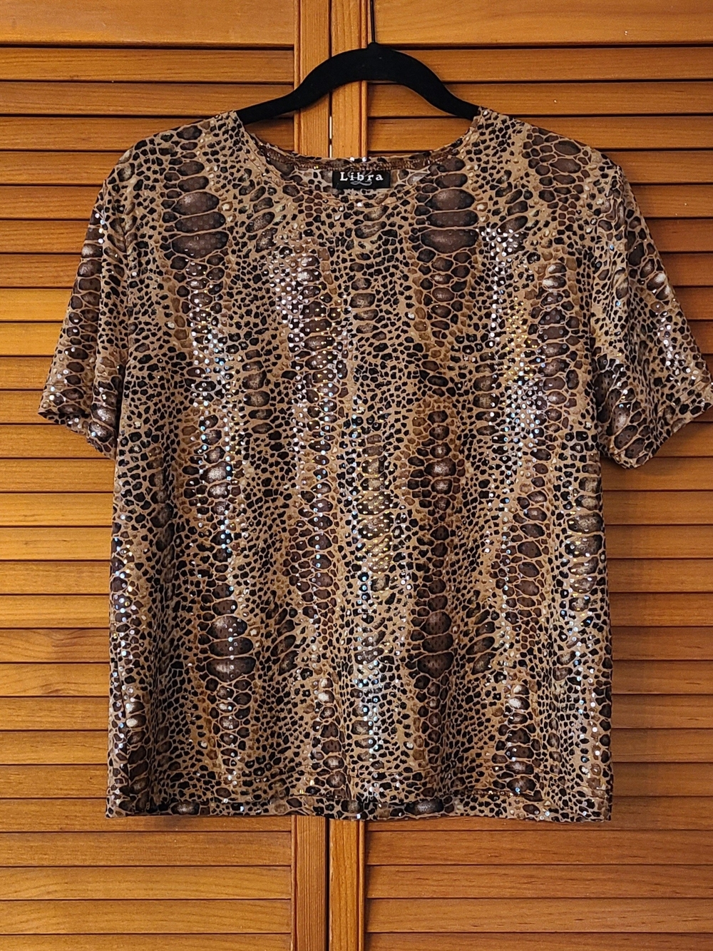 Brown Animal Print Short Sleeve Top